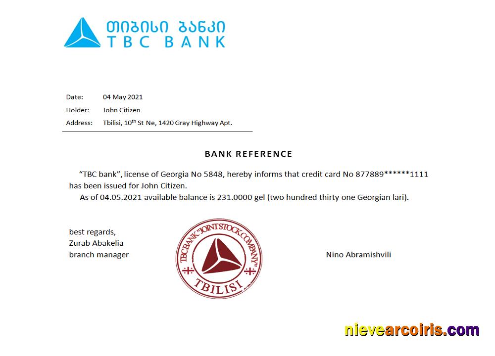 Georgia TBC bank reference